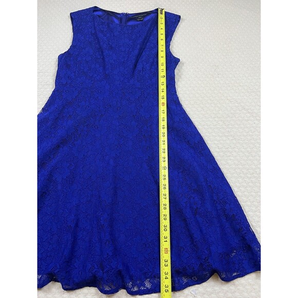 French Connection Lace Mini Dress Skater Fit And Flare | Royal Blue | Size 6 M - Picture 8 of 11